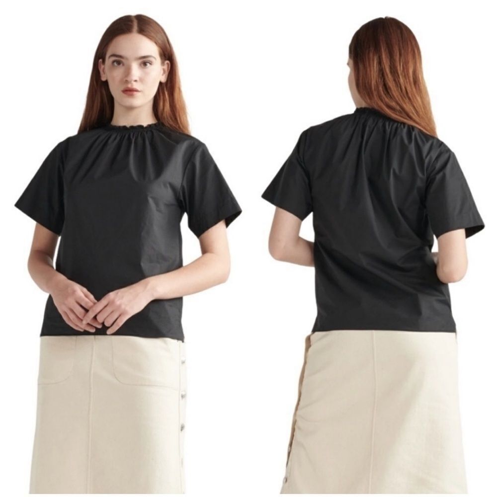 Thakoon smocked neck top in black NWT